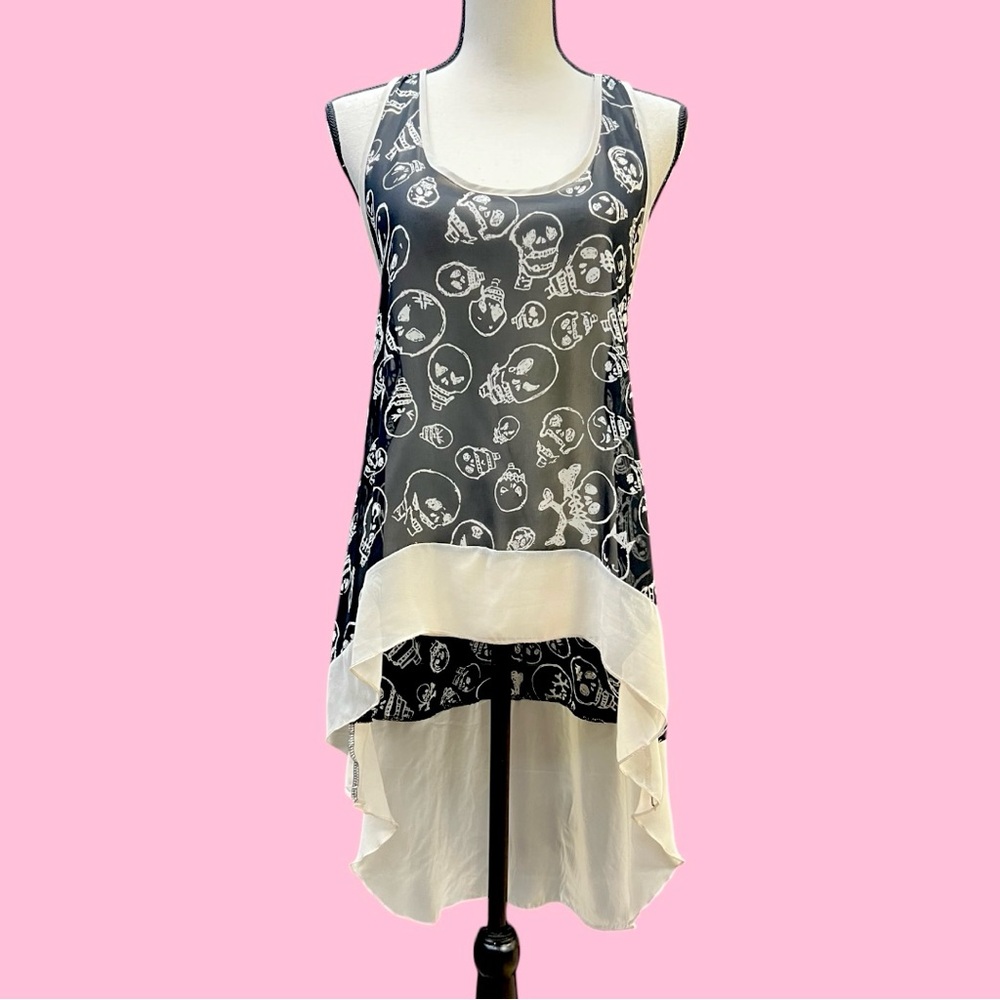 Y2K Chalkboard Skull Tank Tunic Dress